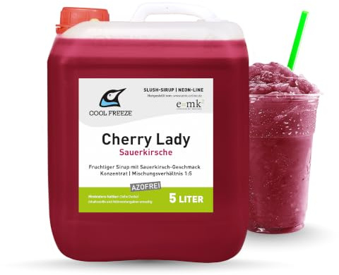 Slush Eis Sirup | Konzentrat 1:5 | Cherry Lady - Sauerkirsche | 5 Liter Vorratskanister | geeignet für Ninja Slush Maschine | Azo und Glycerin Frei