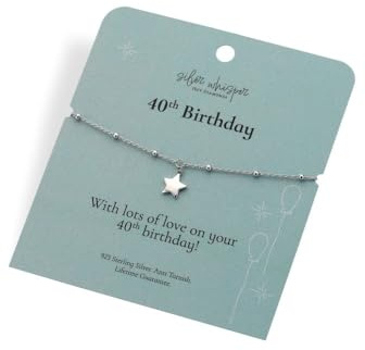 Hot Diamonds Silver Whisper 40th Birthday Charm Bracelet | 925 Sterling Silver Birthday Bracelet with Star Charm | Rhodium Plated Anti-Tarnish | Luxury Gift Package Included