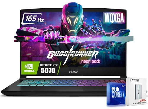 msi Katana HX Ordinateur portable de jeu, écran QHD IPS 15,6 165 Hz, 16 cœurs i7-14650HX (jusqu'à 5,2 GHz, GeForce RTX 5070, compatible AI&VR, Copilot+ PC, clavier rétroéclairé RVB, Win11, noir (64