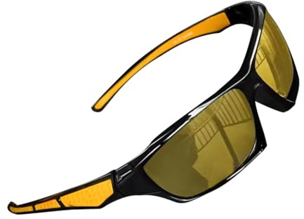 Polarisierte Sonnenbrille für Herren, polarisiert, UV-Schutz, bequemer Rahmen, polarisiert, Augenschutz für Fahren, Angeln, Laufen, Radfahren, gelb, Refer to description