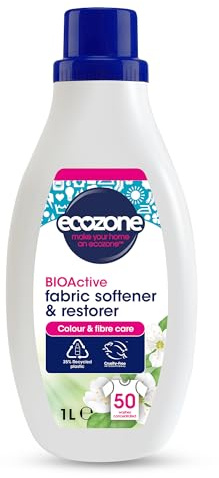 Ecozone BIOActive Fabric Softener & Restorer, Gentle Fabric Conditioner, 50 Washes, Laundry Liquid with Enzyme Action, Restores Colours & Fibres, Eco Conscious Natural Cleaning Products - 1L