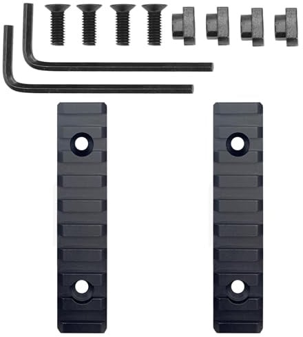 ATFLBOX Picatinny Schienen Set für M-LOK, 5/7/9 Slots Metall M-LOK Rail | 2/4/6 Stk. Aluminium Schienen mit 4/8/12 T-Muttern, Schrauben & Schlüsseln, M-LOK Zubehör für Airsoft, Gewehr & Jagd