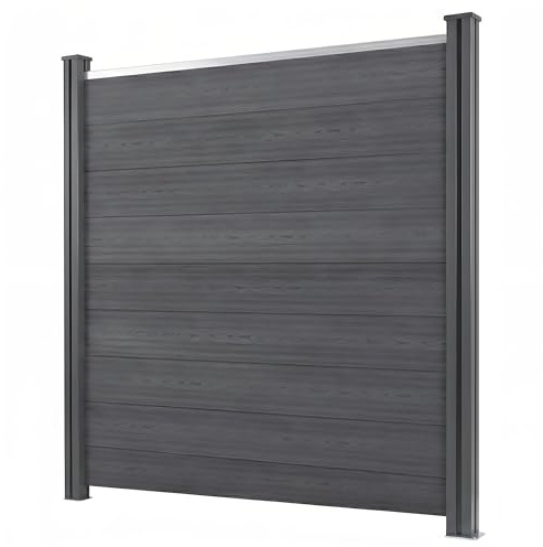 MinteChill WPC Sichtschutzzaun Komplettset Anthrazit 186x185cm WPC-Pfosten