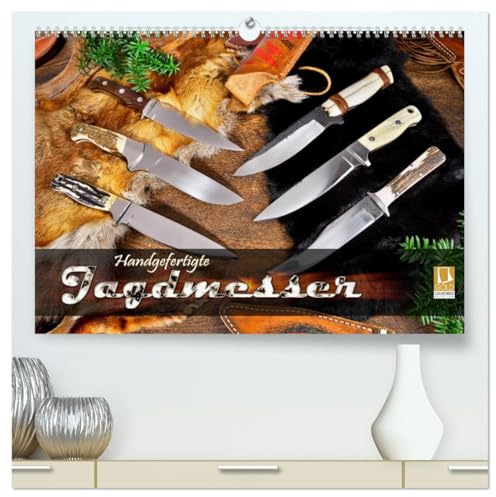 Handgefertigte Jagdmesser (hochwertiger Premium Wandkalender 2026 DIN A2 quer), Kunstdruck in Hochglanz: Messer mit feststehender Klinge in stimmungsvollem Arrangement (CALVENDO Hobbys)