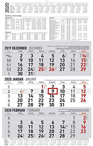 Wandkalender 3-Monats-Planer 3 Monate 1 Seite, 300x487mm