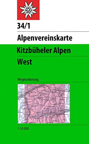 Kitzbüheler Alpen, West: Topographische Karte 1:50.000 mit Wegmarkierungen (Alpenvereinskarten)