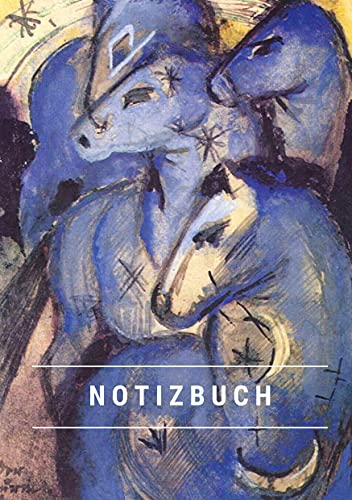 Notizbuch klein A5 Blanko - Notizheft 44 Seiten 90g/m² - Softcover Franz Marc Der Turm der blauen Pferde - FSC Papier: Notebook A5 Blanko weißes Papier