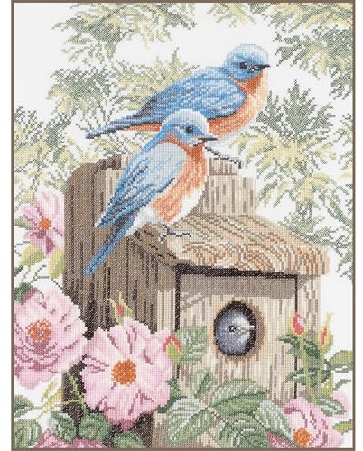 Counted Cross Stitch Kit: Garden Bluebirds (Aida,W)