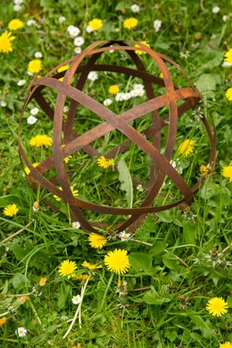 KUHEIGA Dekokugel Bando, Rost Ø 30cm Deko-Kugel Gartenkugel Edelrost Kugel Pflanzkugel
