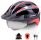 Shinmax Fahrradhelm für Herren Damen MTB Fahrradhelm mit LED USB Rücklicht Radhelm mit Visier Magnetischem Abnehmbarem Schutzbrille Mountainbike Helm Fahrradhelme Einstellbarer 57-62 cm