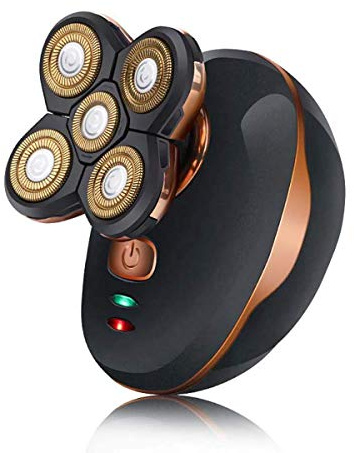Rasierer Damen,KINGCOO USB Wiederaufladbarer Elektrischer Trimmer Pflegeset Professioneller Bartentferner,Damenrasierer Wasserdichter Rasierer mit 5 Schwimmkopf für Bikinizone Armen Beinen (Schwarz)