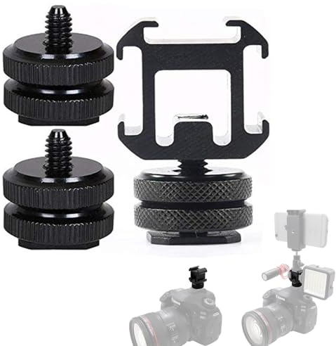 Zapata de Cámara, 1piezas Soporte de Metal para Zapata de Cámara, 2 Piezas Adaptador de Tripode 1/4 Pulgadas Tornillo a Soporte Zapata, para Cámara Réflex Digital