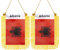 CANTENDO 2 Stück Albanien Fensterflagge zum Aufhängen, Mini-Albanische Autofahne mit Stange, Quaste, Saugnapf, Rückspiegel-Dekoration (7,6 x 12,7 cm)