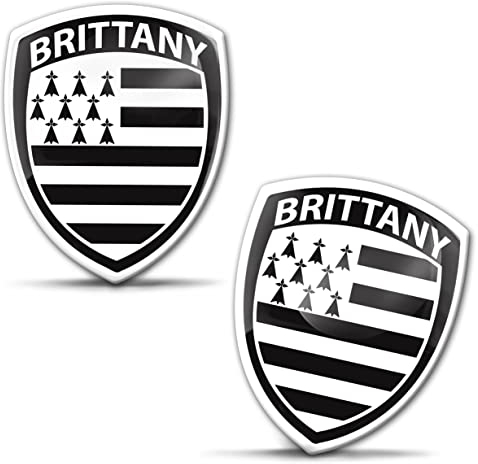 Biomar Labs Lot de 2 autocollants 3D en gel silicone pour voiture, moto, vélo, fenêtre, PC, tablette, ordinateur portable, bretonne, drapeau bretonnier, drapeau F 220