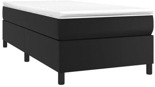 vidaXL Cadre à sommier tapissier en Cuir synthétique Noir 80 x 200 cm, lit, Meuble de Couchage, sommier tapissier, Cadre de lit, lit Simple, lit à sommier tapissier, Lits berceaux