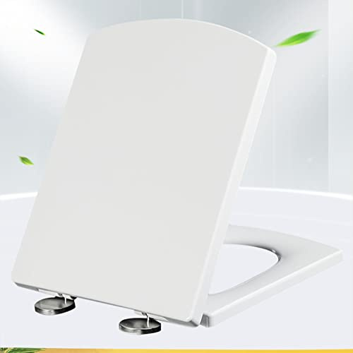 Toilettendeckel mit Absenkautomatik Eckig Form Softclose Antibakterieller Toilettensitze Abnehmbare Rutschfester Wc-Sitz Quick Release, Top-Installation,white-37 * 47cm