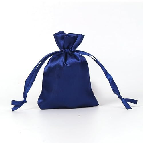50 Stück Satin Stoffbeutel 8*11cm Satinsäckchen Stoffsäckchen zum Befüllen Geschenkbeutel Schmuckbeutel mit Kordelzug für Schmuck Hochzeit Weihnachten Geburtstag Party Geschenkverpackung-Navy blau
