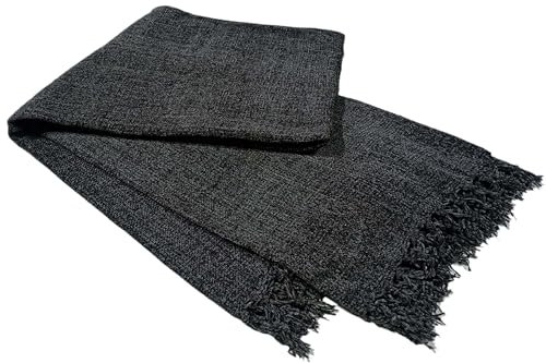 Olivia Rocco Chenille-Überwurfdecke mit Quasten für Couch, Sofa, Stuhl, Bett, Heimdekoration, weich, warm, gemütlich, Strickdecke, Geschenk, Anthrazit, 130 x 170 cm