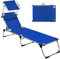 Montafox Tumbona Plegable con Parasol 195 x 59 x 32 cm Tumbona Playa Cojín Máx 150 kg Reclinable Plegables Piscina Jardín Exterior Terraza, Color:Azul Oscuro