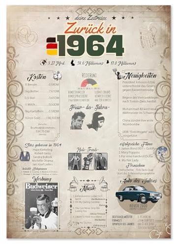 60 Geburtstag Frauen Männer Deko Poster Vintage Geburtstagskarten Set Bilder Zum Aufhängen Karten Geburtstagsgeschenk Geburtstagszeitung Geburtstags Karte Geschenke 60 Geburtstag Für Frau Mann (1964)