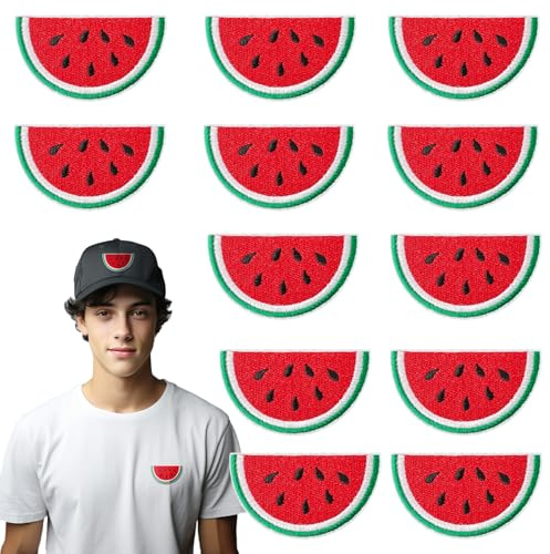 IANZE 12PCS Watermelon Iron on Patches, Sew on Embroidered Applique Watermelon Patches for Clothes, Jeans, Hats, T-Shirts, Backpacks, Etc