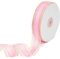 CABODYALS Nastro Rosa Da 45.72 m e 25mm con Bordo Dorato, Nastro In Organza, Nastro In CHISffon di Seta Trasparente Metallizzato con Bobina per Confezionare Regali, Artigianato, Ghirlande, Decorazioni