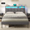 AOGLLATI Polsterbett 140x200 mit Lattenrost aus Metall Bettgestell mit LED-Beleuchtung und Steckdosen Bett mit Stauraum MetallBett mit Kopfteil Doppelbett Bettrahmen mit USB-Anschlüssen