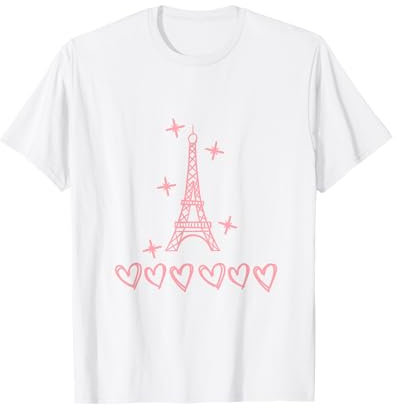 Paris Tour Eiffel Voyage Amour Rose Étudier à l'étranger Mariage T-Shirt