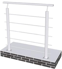 AICA Barandilla de Aluminio, 100 cm Pasamanos de Escaleras, Parapeto de Aluminio con 5 travesaños para balcón, escaleras, interior y exterior - fijaciones al suelo