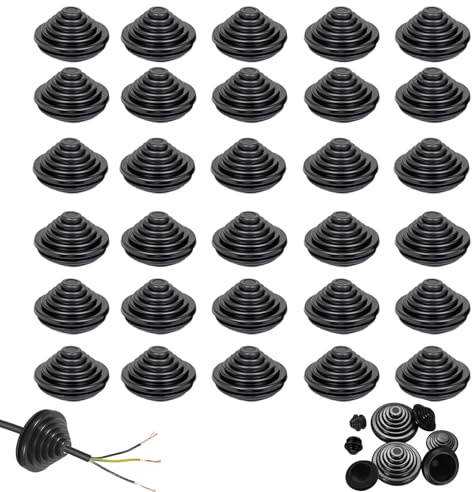 30 Pièce Oeillets en Caoutchouc pour Tour de Câblage,Diamètre du Trou 30mm Conique Passe Câble Caoutchouc pour Armoire de Commande, Boîtier,Prise (30PCS, 30mm)