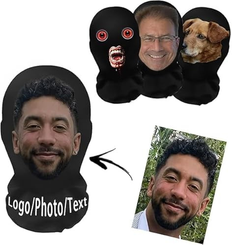 Individuelle Gesichtsmaske mit Fotos, Sturmhaube, Ski-Vollgesichtsmaske mit Netzaugen, Kapuze, lustige Cosplay-Kopfbedeckung, personalisierte Masken, Kostüm, Halloween, Verkleidungsparty, Zubehör