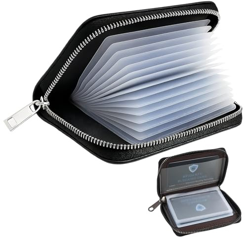 Tuwonwa Porte Cartes pour Homme et Femme, PU Similicuir Porte-Cartes Cuir, avec 20 Fentes Transparentes, Range Carte Multifonction pour Cartes Bancaires, Cartes de Crédit et Cartes de Visite