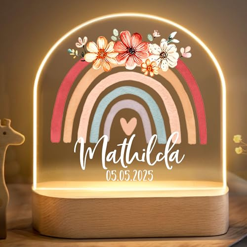 Little Deco Personalisiertes Nachtlicht für Babys - Regenbogen | Nachtlampe mit Namen - Geschenk zur Geburt Mädchen - Personalisiertes Babygeschenk Geschenk zur Taufe - Kinderzimmer Deko