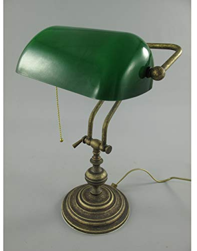 Nostalgisk bankirlampa i mässing grön bankirlampa banker skrivbord