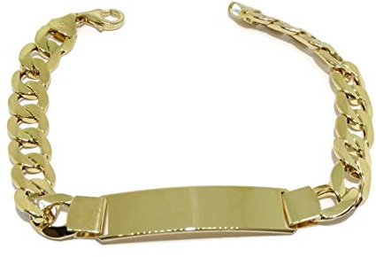 Never Say Never Herren-Armband aus 18-karätigem Gelbgold mit Plakette. 1,00 cm breit und 21,5 cm lang. 100 % personalisierbar. Karabinerverschluss, Gelbgold