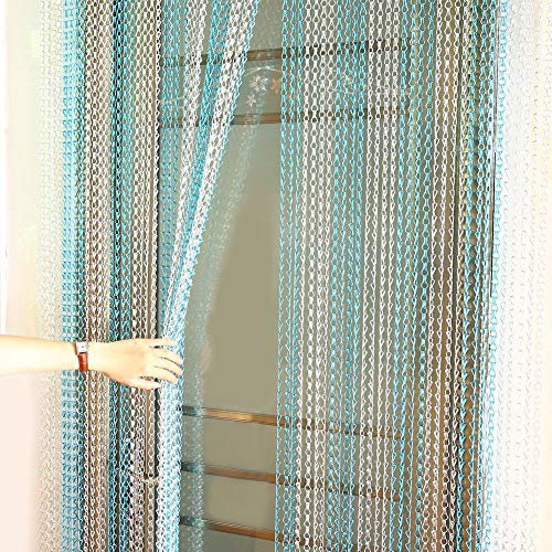 Rideau à Chaîne en Aluminium, Rideau de Porte Argent décorative Rideau à Cordes Rideau Anti Insectes chaîne de Suspension de Rideau de fenêtre de Porte de décoration protectrice 90 x 210 cm