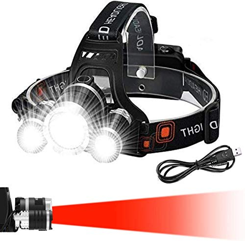 Victoper Head Torch (Upgrade Design), Zoomable Head Tools with 4 Modes and Red Warning, 6000 Lumen Super Bright, Hands-Free, Rechargeable,for Running, Camping, Fishing, Hiking, Waterproof