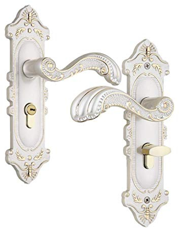 Tubayia Vintage Edelstahl Türgriff Türschloss Türdrücker Türklinke Türbeschlag für Haustür (Weiß)