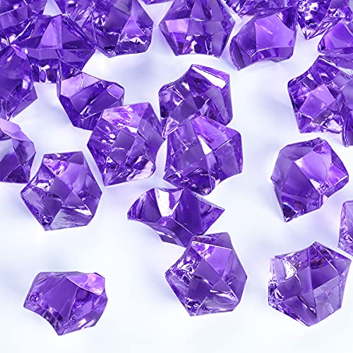 Acrylic Crushed Ice Rocks, Babenest 150 PCS Fake Crystals Plastic Ice Cubes Diamonds Gems for Vase Fillers, Home Decoration, Table Scatter, Event, Wedding, Arts & Crafts (Purple)