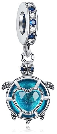 NINGAN tartaruga Charms fit Pandora Charms Bracciali, 925 Sterling Silver Bead Heart Charm per bracciali e collane, perfetto regalo di San Valentino per le donne moglie mamma cc44