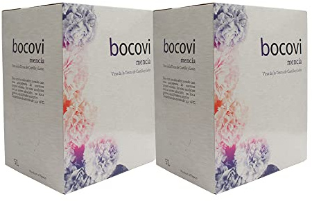 Bag in Box Vino Tinto Mencía | Vino Joven del Bierzo | 2 Cajas de 5 litros de Vino Tinto con Grifo |