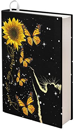 Jndtueit Dehnbare Buchumschläge mit Sonnenblumen- und Schmetterlingsmotiv, 22,9 x 27,9 cm, mit Lesezeichen, Bürobedarf