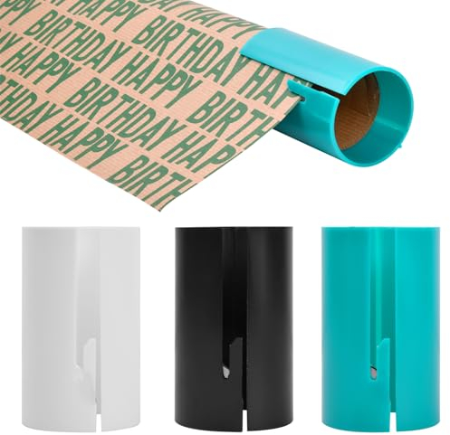 Wisebom Coupe Papier Cadeau, Coupe-Papier d'Emballage, Mini Sûr Portatif Outil de Découpe de Papier pour Rouleaux de Papier, Découpe de Papier d'Emballage Cadeau (vert + noir + blanc)
