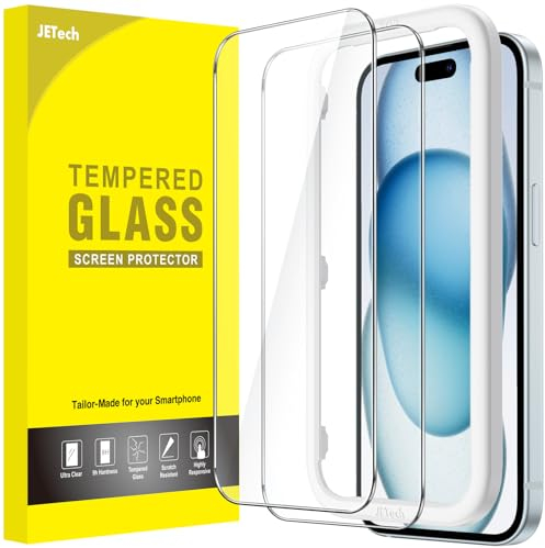 JETech Schutzfolie für iPhone 15 Plus 6,7 Zoll, Blasenfrei, Panzer Schutz Glas Folie Displayschutz mit Einfaches Installationswerkzeug, Hat Keinen Einfluss auf die Hülle, HD Klar, 2 Stück
