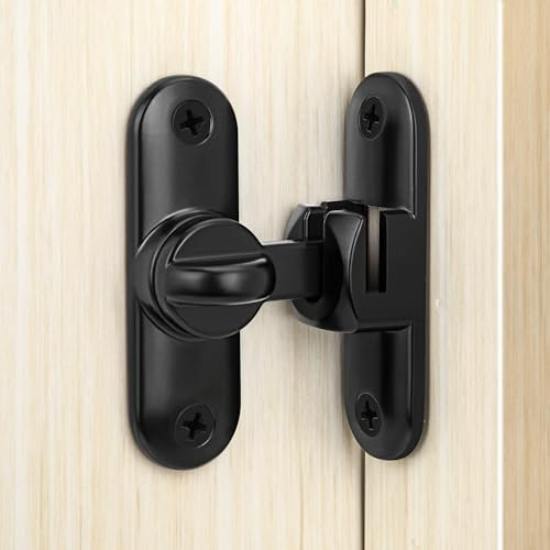 Heveer Verrou de Porte pour Portes Coulissantes 90/180 Degrés Serrure de Porte avec Vis pour Porte de Grange Coulissante Cuisines Fenêtre Noir