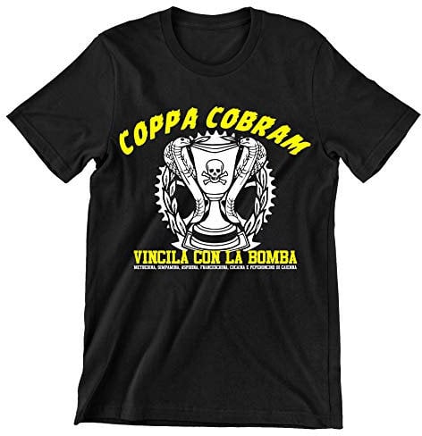 Incidiamo T-Shirt Uomo Film Cult Ugo Vincila con la Bomba - Coppa cobram - Film Cult Italiani - Maglietta Manica Corta Nera Taglia XXL