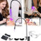Lampe Cils, Lampe Cils UV 10W Pour Photopolymérisation Lumière Extensions Cils Interrupteur Au Pied Taille Spot RéGlable Col Cygne Sécher 2-3 Secondes avec Autocollants pour Cils Lunettes Protection