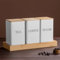 shoxil Tea Coffee Sugar Canisters Set White, 1000ML 3 Piece of Metal Canister Storage Jar Container Set