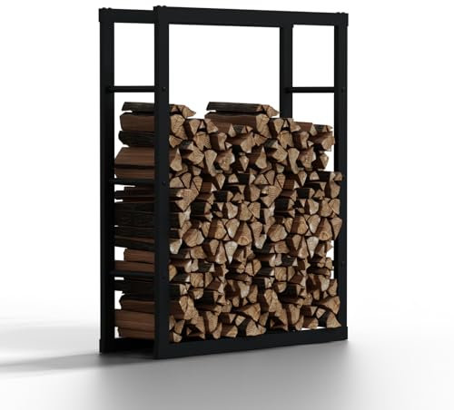 HAGO24 | Feuerholzregal | 80x25x100cm | Kaminholz | Holzlager | Brennholz | Stahl Stapelhilfe | Schwarz