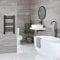 lynwood Towel Rail Heating Radiators Modern Bathroom Straight Ladder Warmer Round Inline Interior Central Heating Bathroom Towel Radiator (Matt Black, 700 x 400)